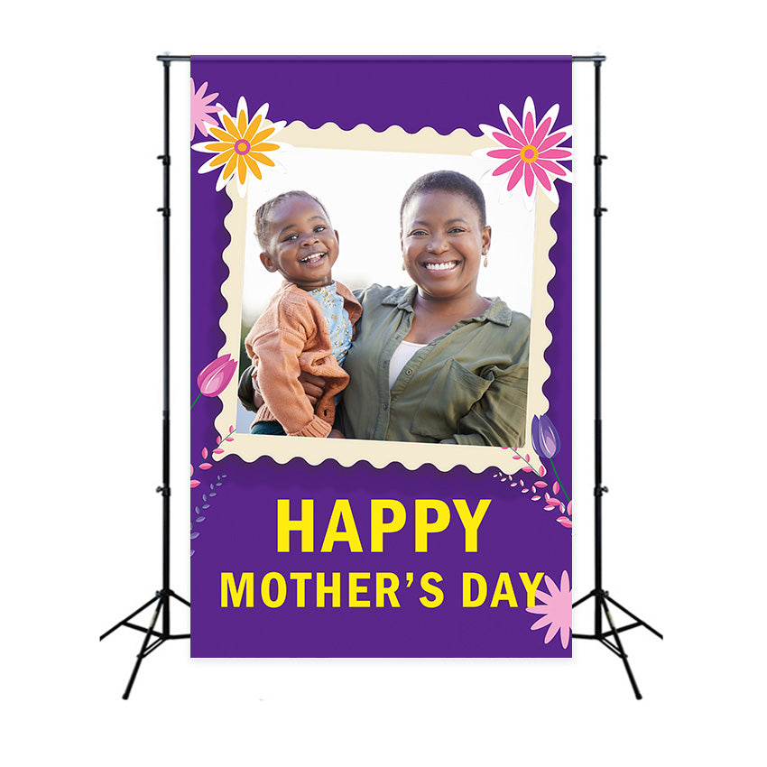 Backdrops For Mothers Day Purple Frame Happy Personalised Backdrop UK MRR3-78