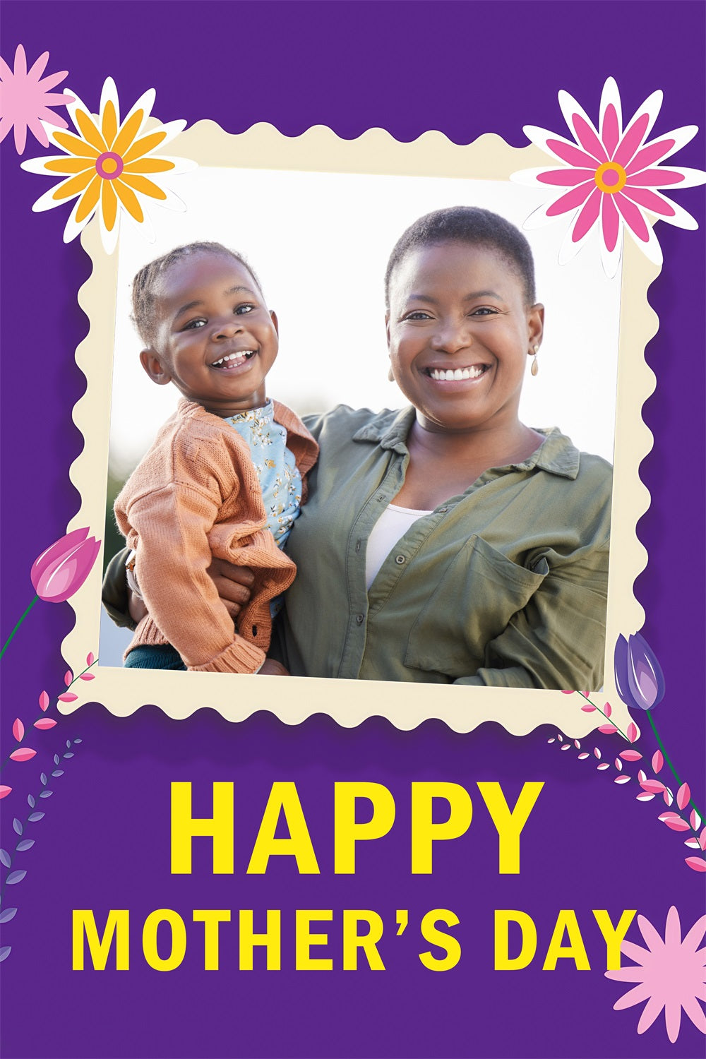 Backdrops For Mothers Day Purple Frame Happy Personalised Backdrop UK MRR3-78