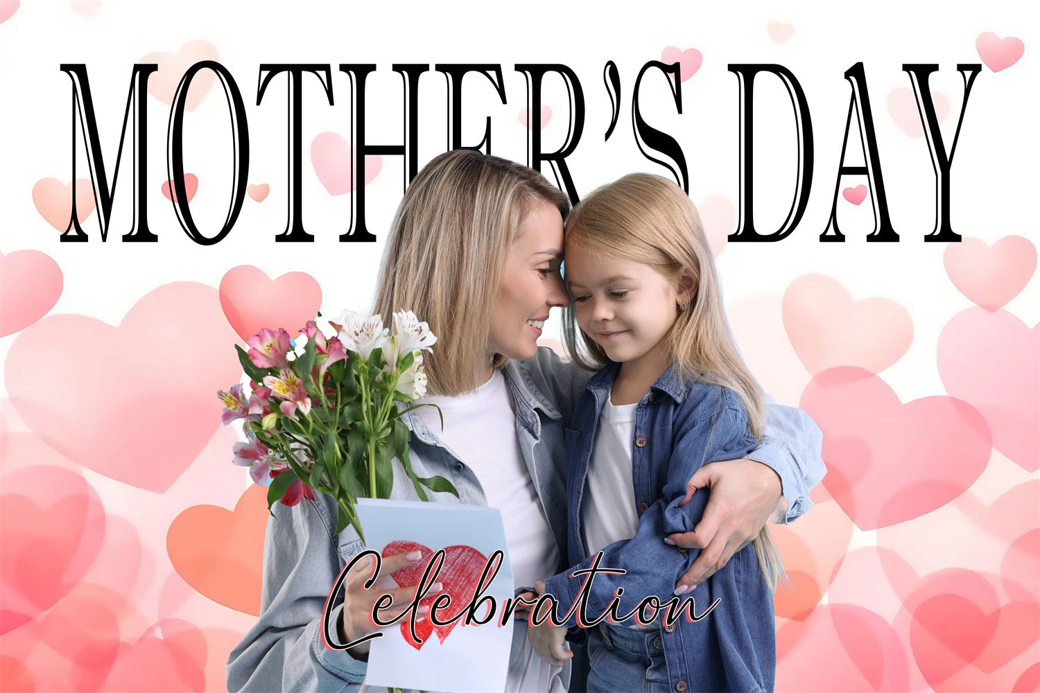 Mothers Day Backdrops Sweet Love Hearts Personalized Backdrop UK MRR3-84
