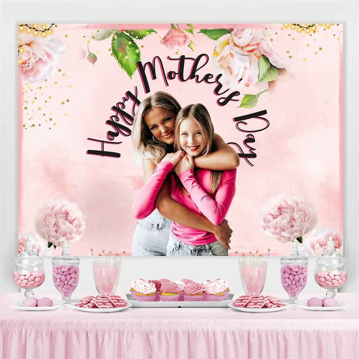 Mothers Day Backdrop Ideas Blush Flower Glow Customized Backdrop UK MRR3-87