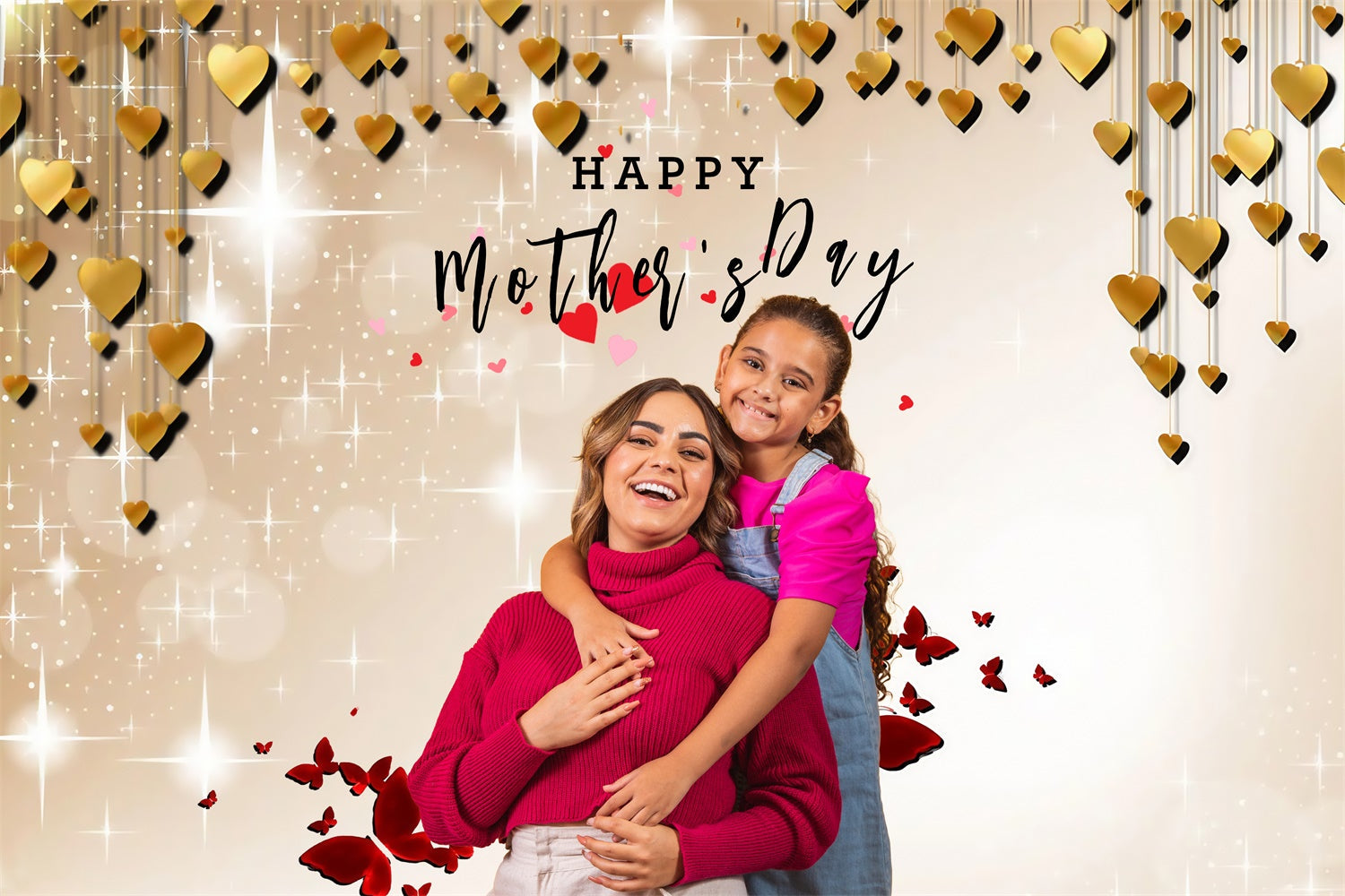 Backdrop For Mothers Day Glowing Hearts Elegance Custom Backdrop UK MRR3-91