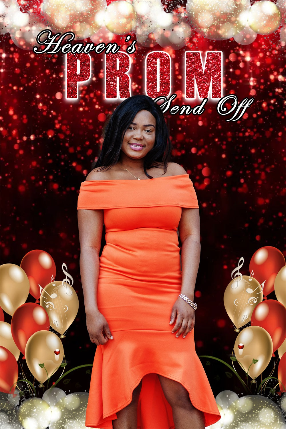 Prom Backdrop Design Red Glittery Balloons Customized Party Graduation Backdrop UK MRR4-59