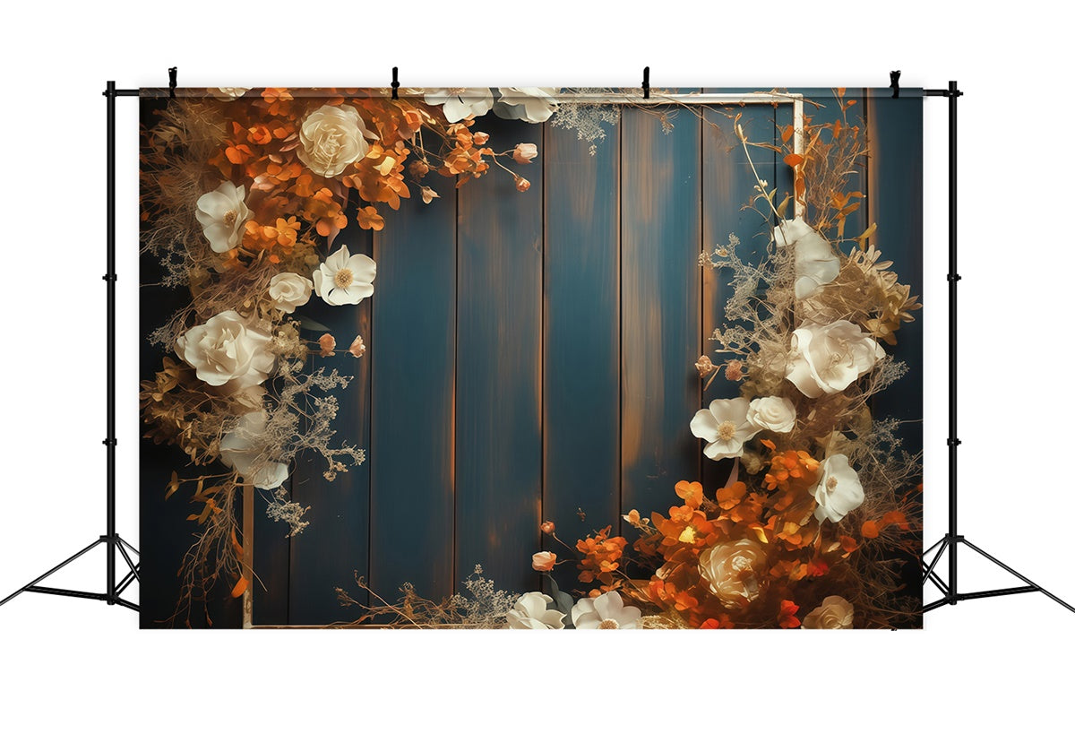 Autumn Backdrop Rustic Floral Wood Panel Backdrop UK MRR7-127
