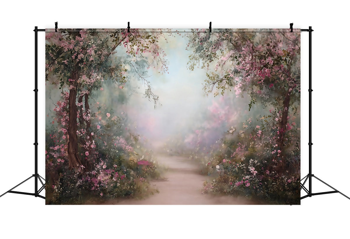 Painting Backdrop Pink Bloom Trail Best Photography Backdrops UK MRR7-183