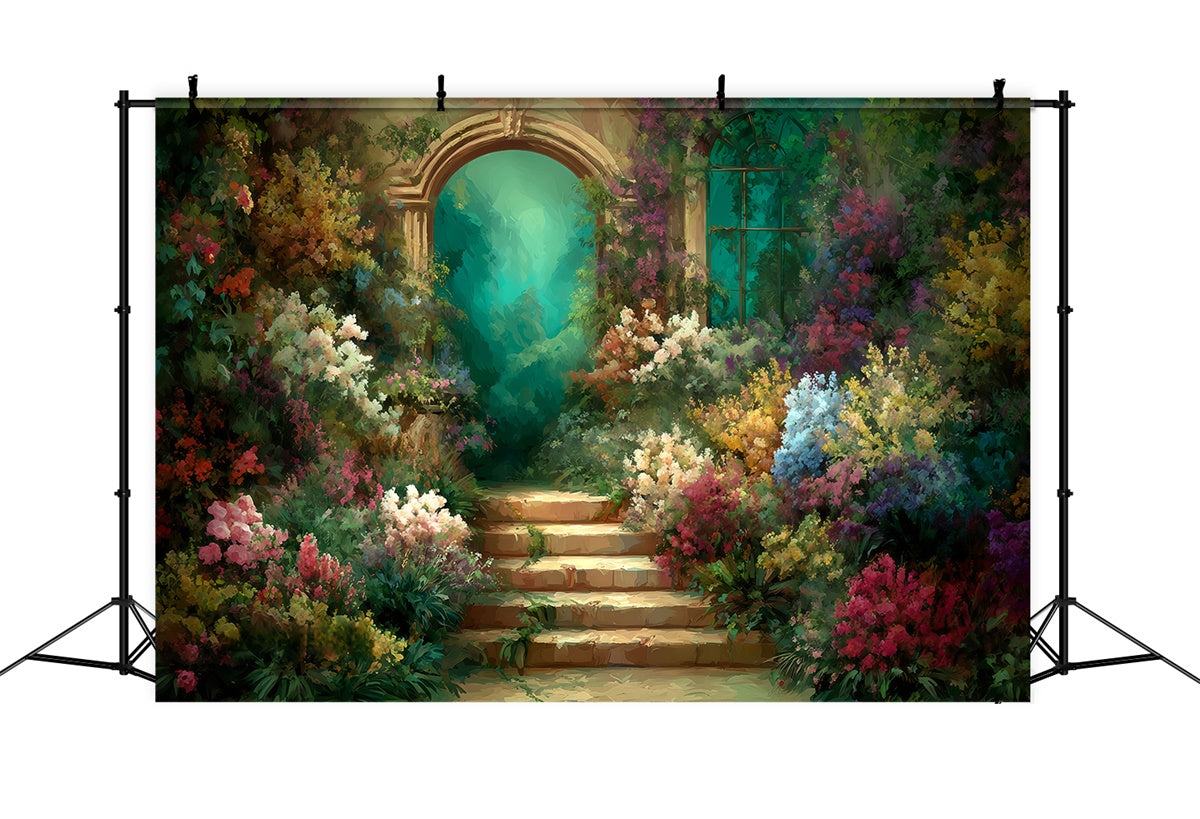 Artistic Backdrop Hidden Courtyard Bloom Beautiful Backdrop UK MRR7-194