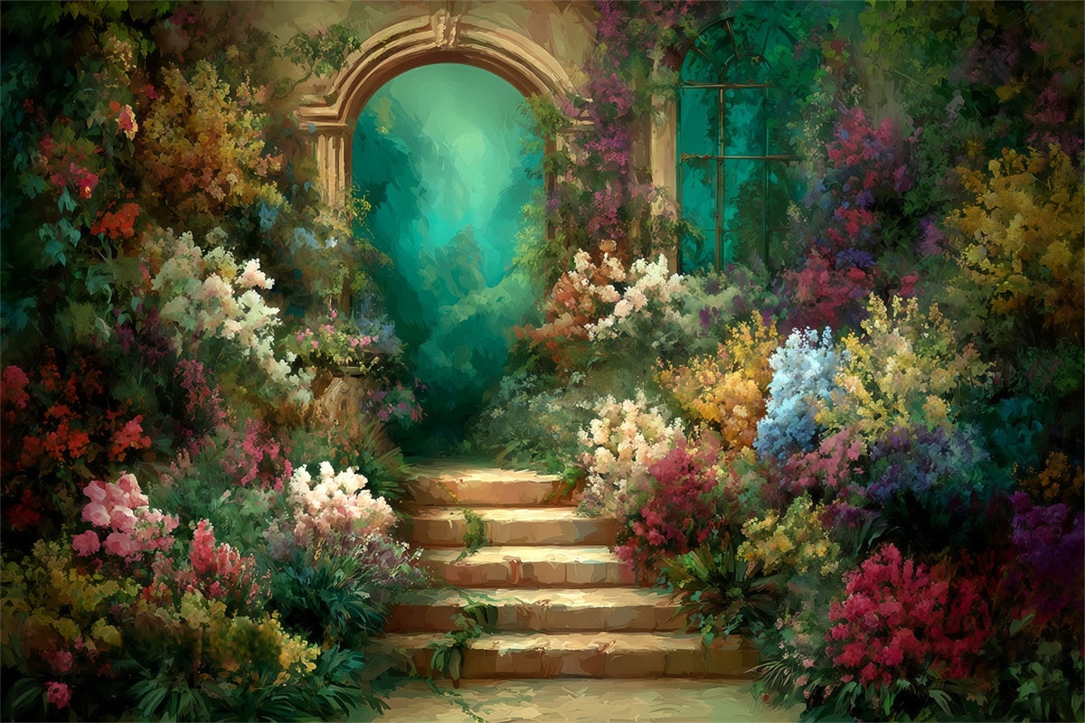 Artistic Backdrop Hidden Courtyard Bloom Beautiful Backdrop UK MRR7-194