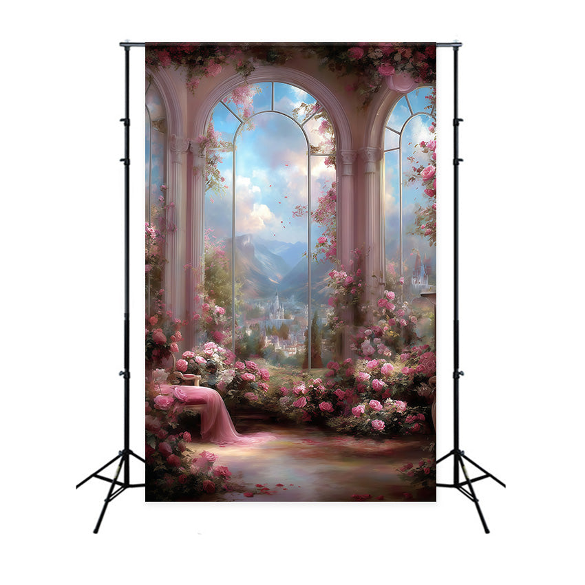 Beautiful Backdrop Blushing Fantasy Castle Artistic Backdrops UK MRR7-203