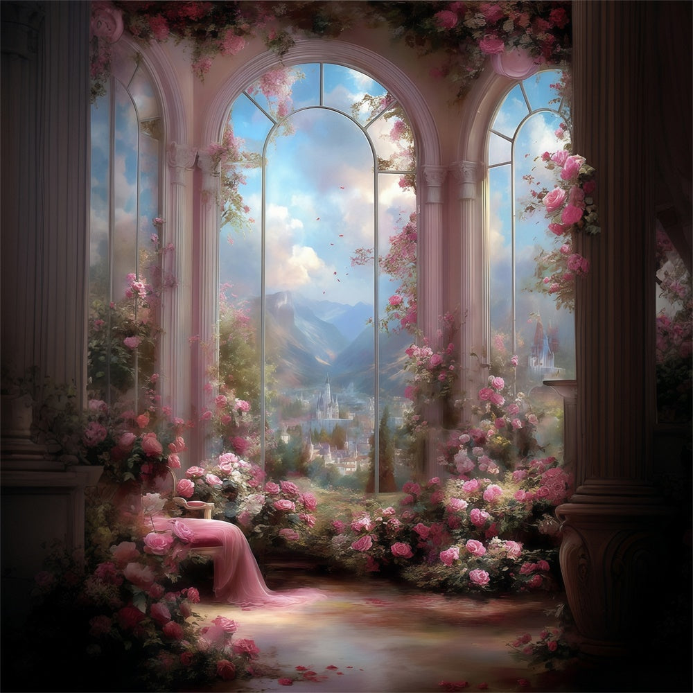 Beautiful Backdrop Blushing Fantasy Castle Artistic Backdrops UK MRR7-203