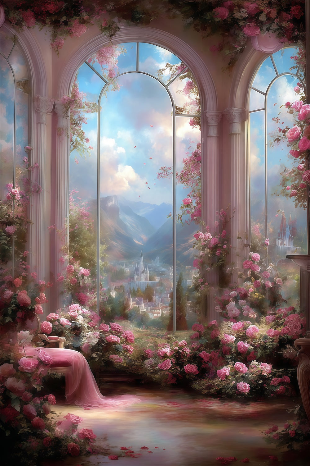 Beautiful Backdrop Blushing Fantasy Castle Artistic Backdrops UK MRR7-203