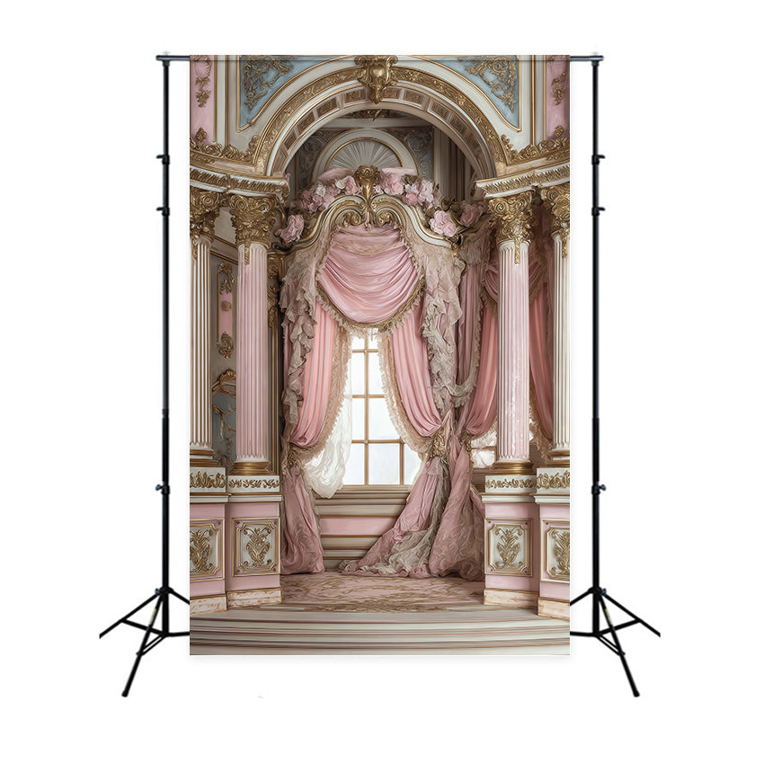 Rococo Backdrop Blush Drapery Arch Vintage Backdrops UK MRR7-235