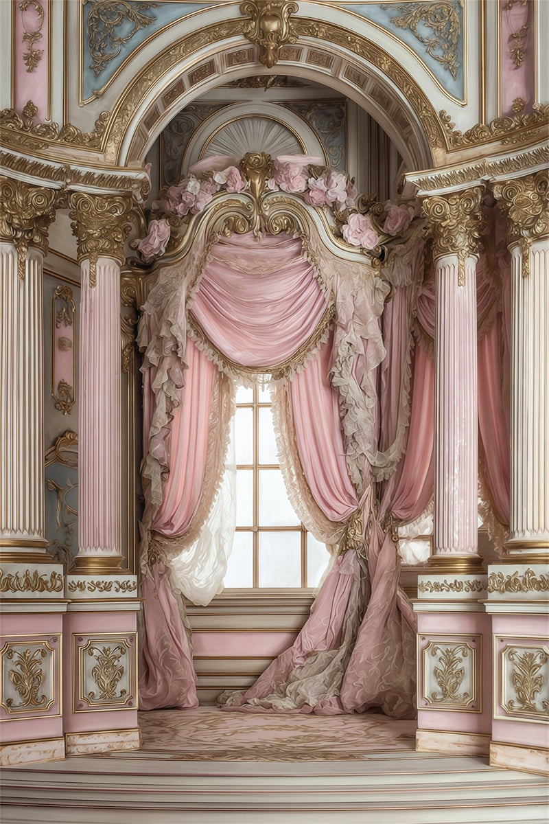 Rococo Backdrop Blush Drapery Arch Vintage Backdrops UK MRR7-235