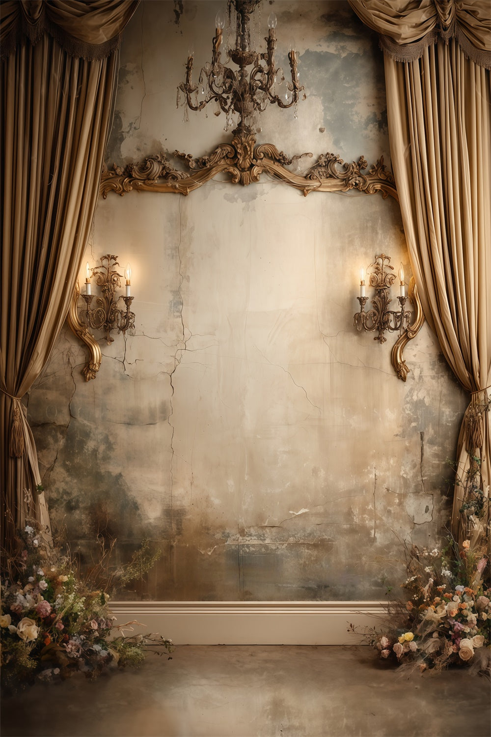 Vintage Wall Backdrop Aged Wall Chandelier Backdrop UK MRR7-238
