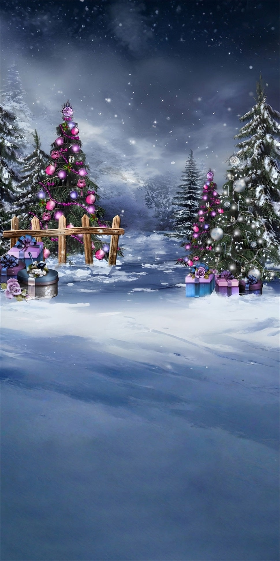 Christmas Tree Backdrop Purple Christmas Decorations Cedar Grove Christmas Photography Backdrops UK MRR8-126
