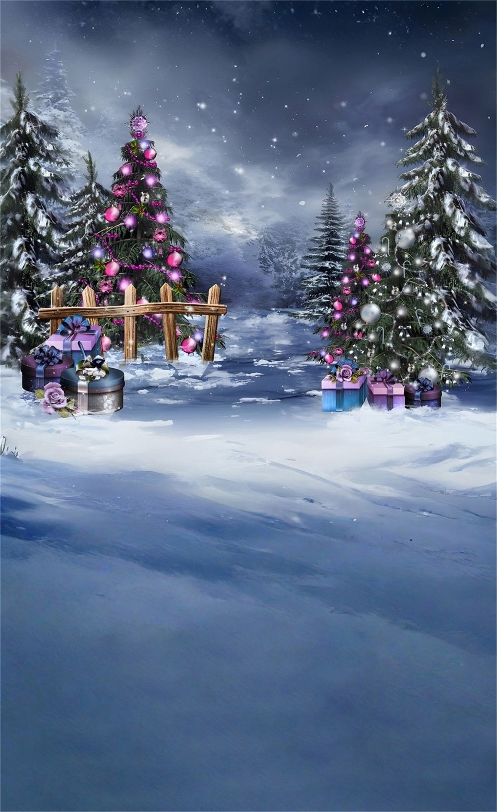 Christmas Tree Backdrop Purple Christmas Decorations Cedar Grove Christmas Photography Backdrops UK MRR8-126