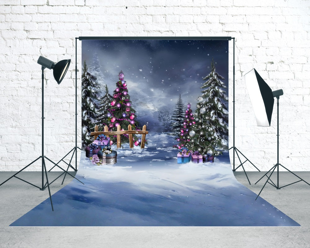 Christmas Tree Backdrop Purple Christmas Decorations Cedar Grove Christmas Photography Backdrops UK MRR8-126