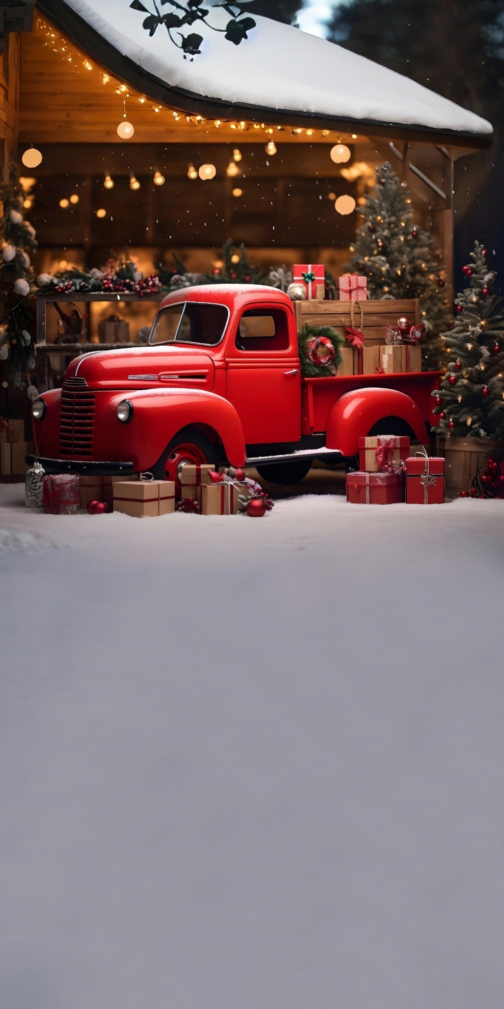 Red Christmas Backdrop Modern Vintage Red Gift Truck Under Eaves Christmas Backdrop ideas UK MRR8-127
