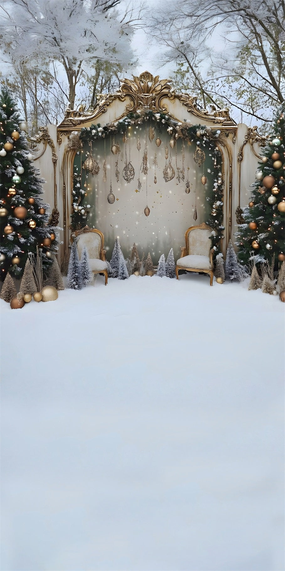 Christmas Tree Backdrop Luxury Christmas Fence Gold Decoration Christmas Backdrop Photography UK MRR8-130
