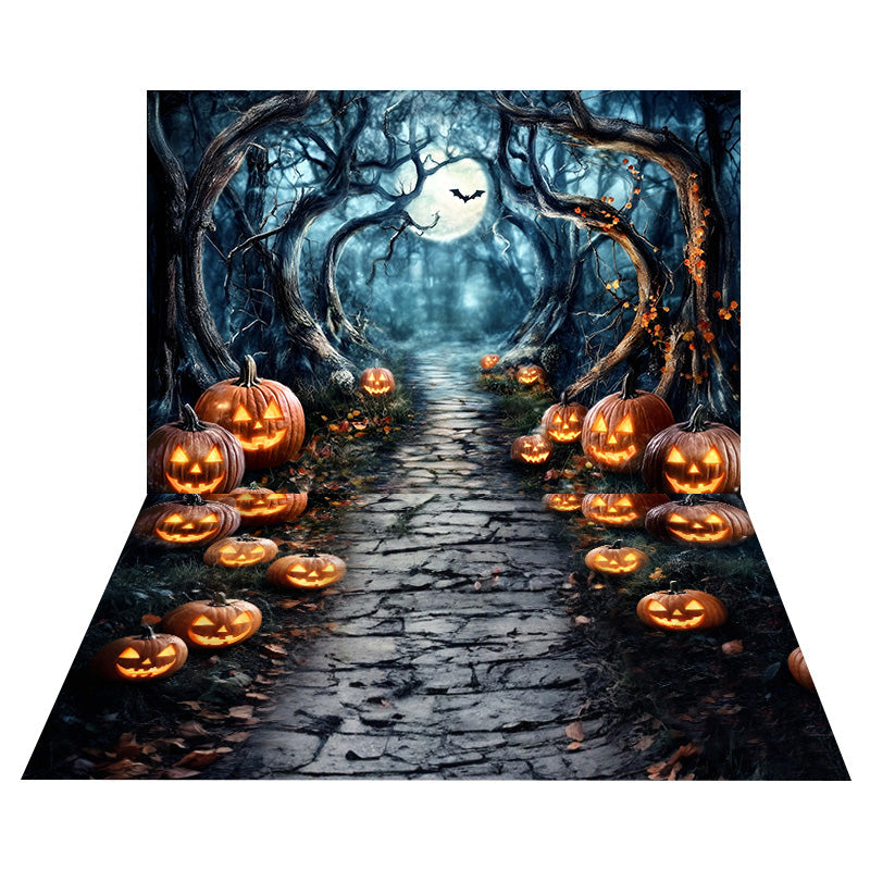 Pumpkin Forest Path Backdrop+Lantern Stone Floor Backdrop UK MRR8-132