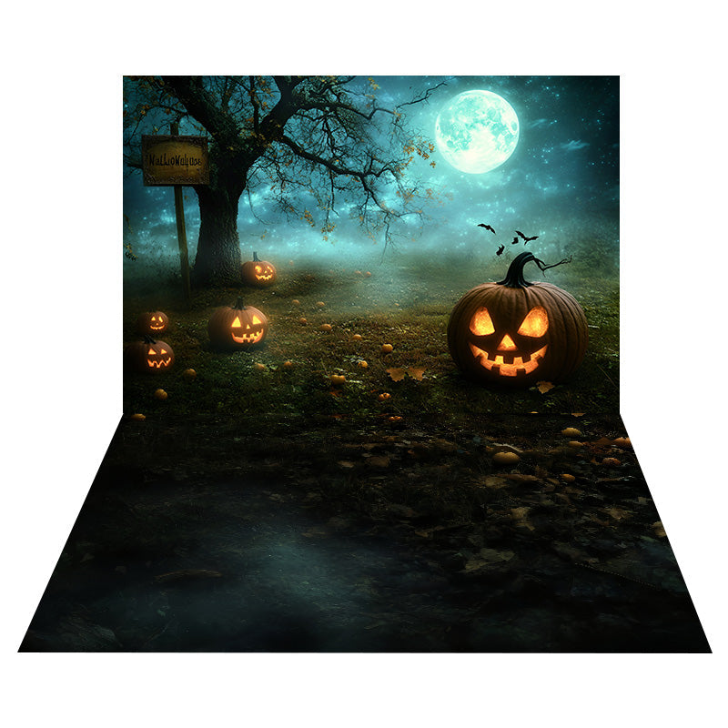 Pumpkin Moonlight Glow Backdrop+Patch Dark Floor Backdrop UK MRR8-135