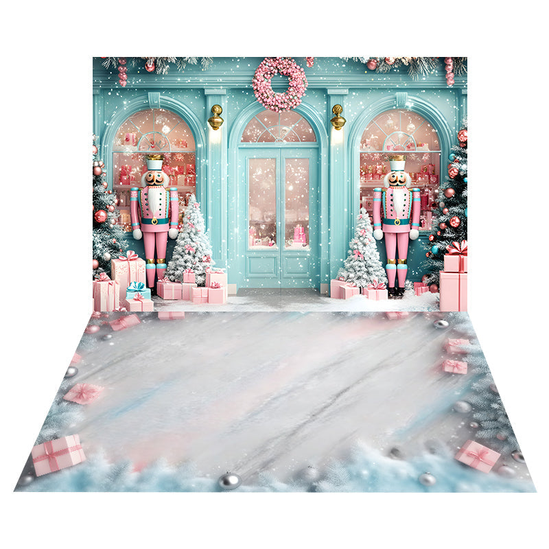 Nutcracker Winter Shop Backdrop+Pink Gift Box Floor Backdrop UK MRR8-197