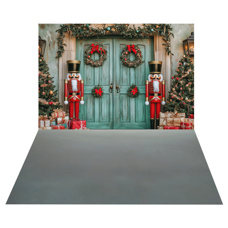 Nutcracker Holiday Entrance Backdrop+Cloudy Gray Floor Backdrop UK MRR8-207