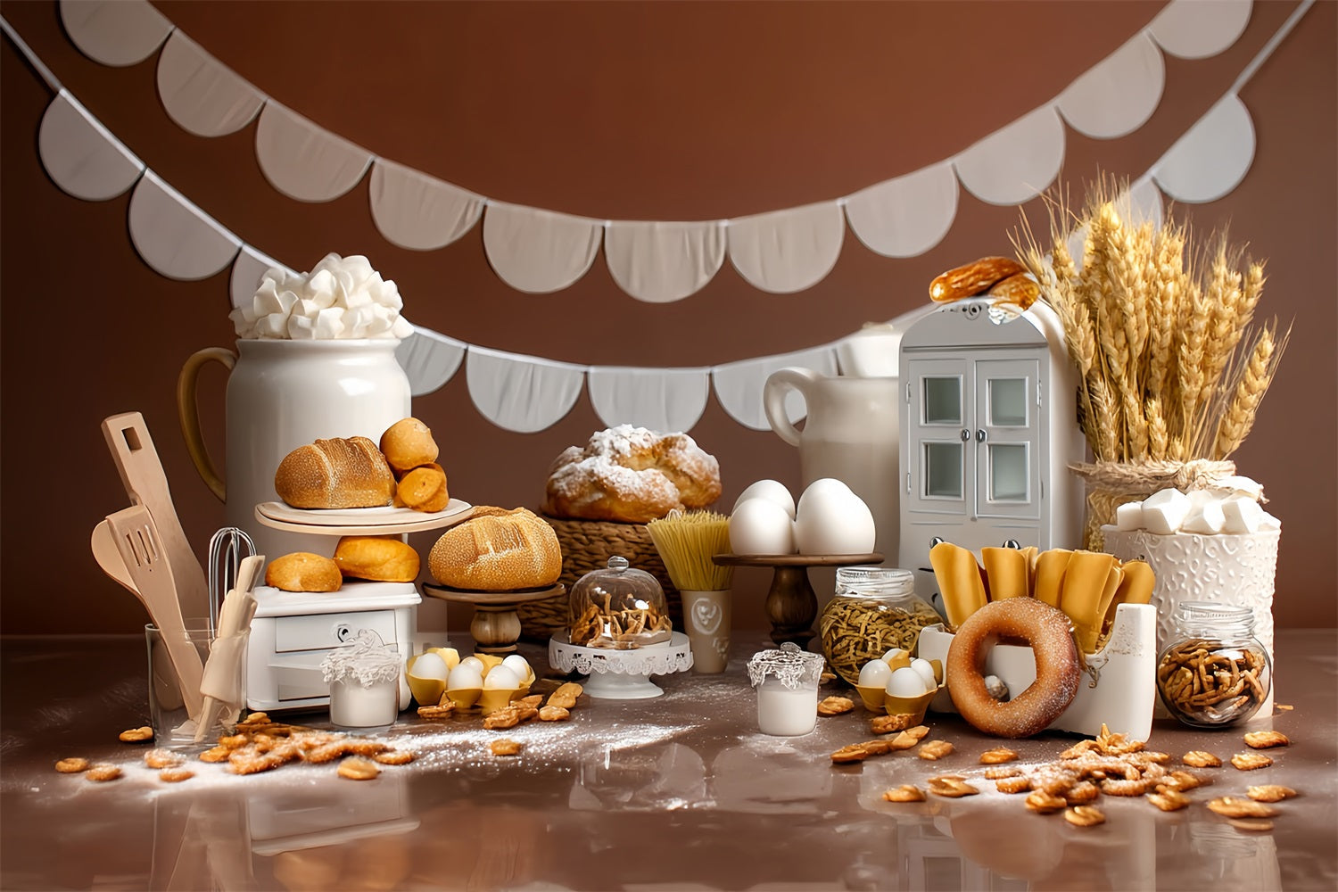 Smash Cake Backdrop Bakery Bread Rustic Display Birthday Photo Backdrop UK MRR8-268