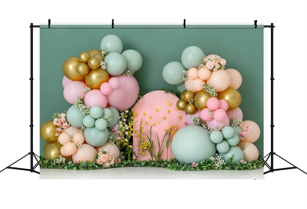 Cake Smash Backdrop Balloon Flower Arch Decoration Birthday Backdrop UK MRR8-270