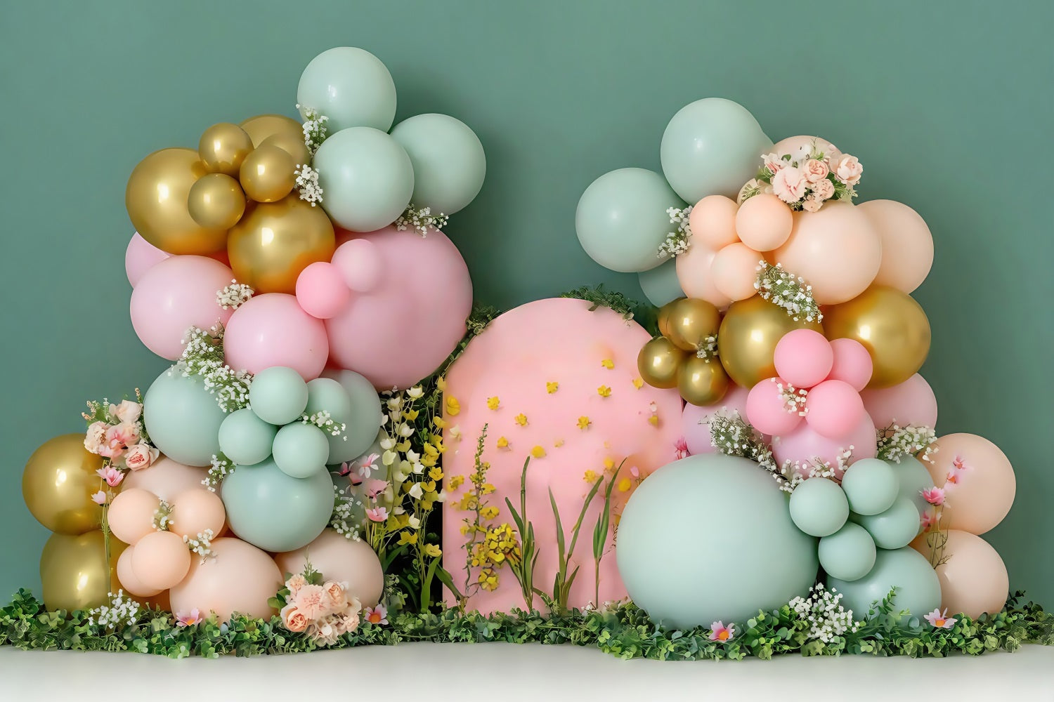 Cake Smash Backdrop Balloon Flower Arch Decoration Birthday Backdrop UK MRR8-270