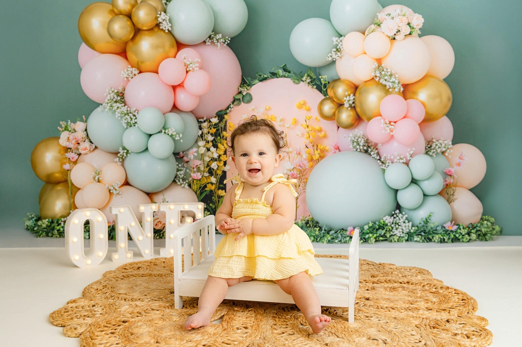Cake Smash Backdrop Balloon Flower Arch Decoration Birthday Backdrop UK MRR8-270