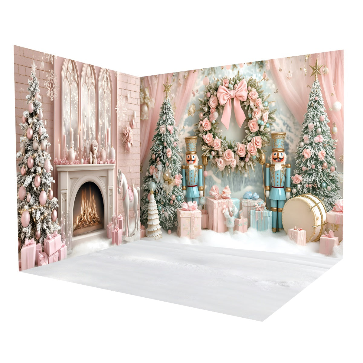 Christmas Backdrops Pink Nutcracker Christmas Backdrop Room Set UK MRR8-283