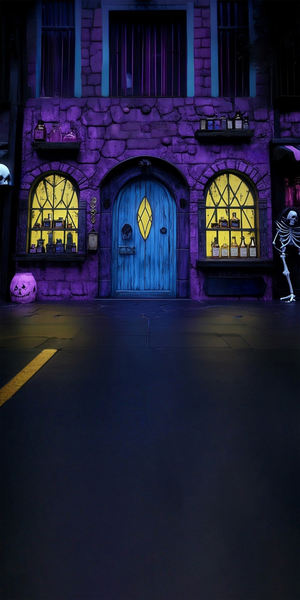 Halloween Backdrop Purple Magic Potion Shop Sweep Backdrop UK MRR8-41