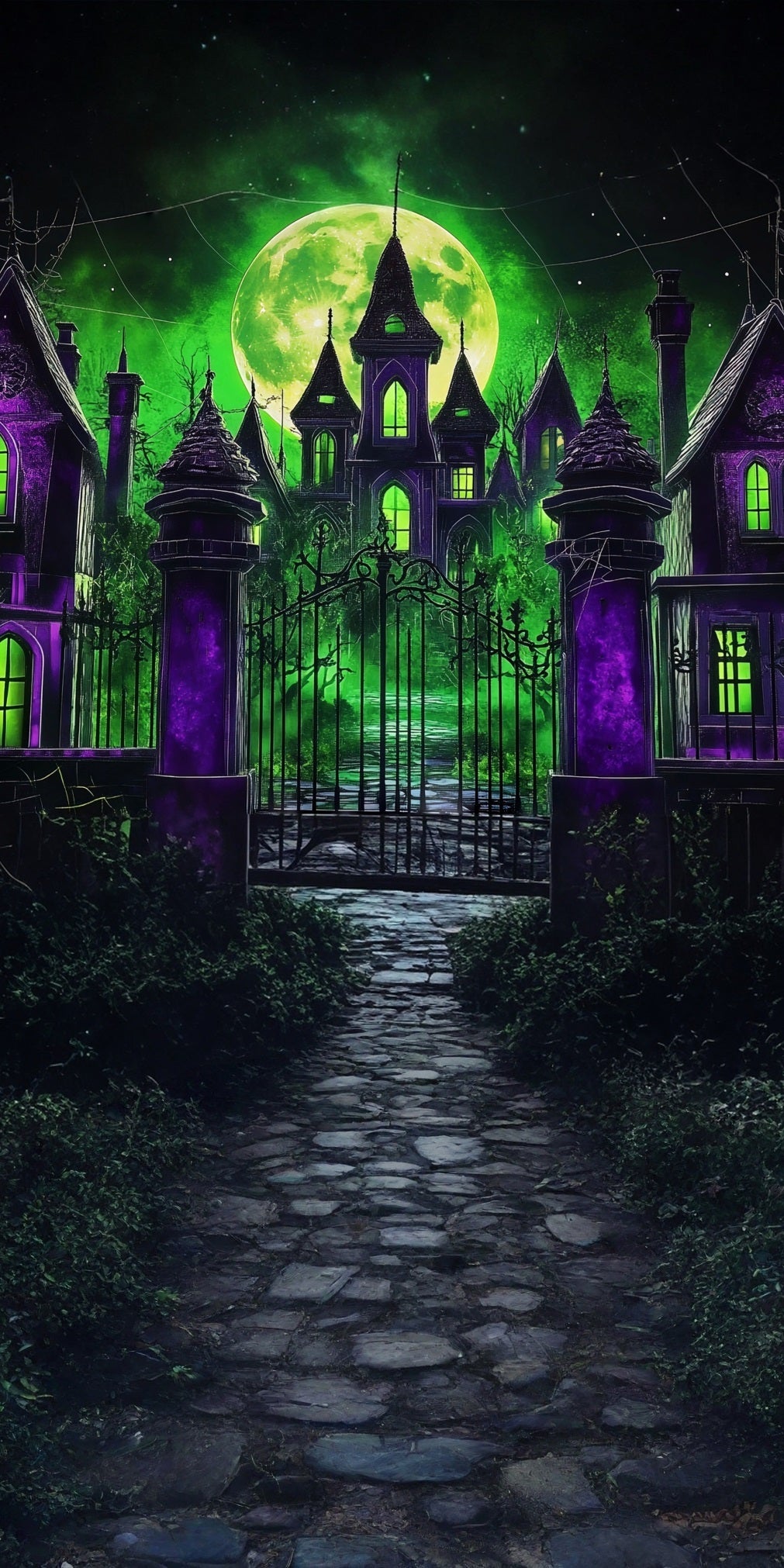 Garage Door Halloween Backdrop Spooky Moonlight Night Magic Academy Sweep Backdrop UK MRR8-59