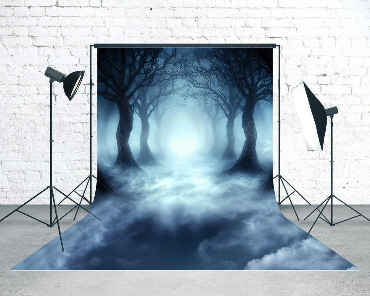 Halloween Photo Backdrops Spooky Misty Black Forest Sweep Backdrop UK MRR8-66