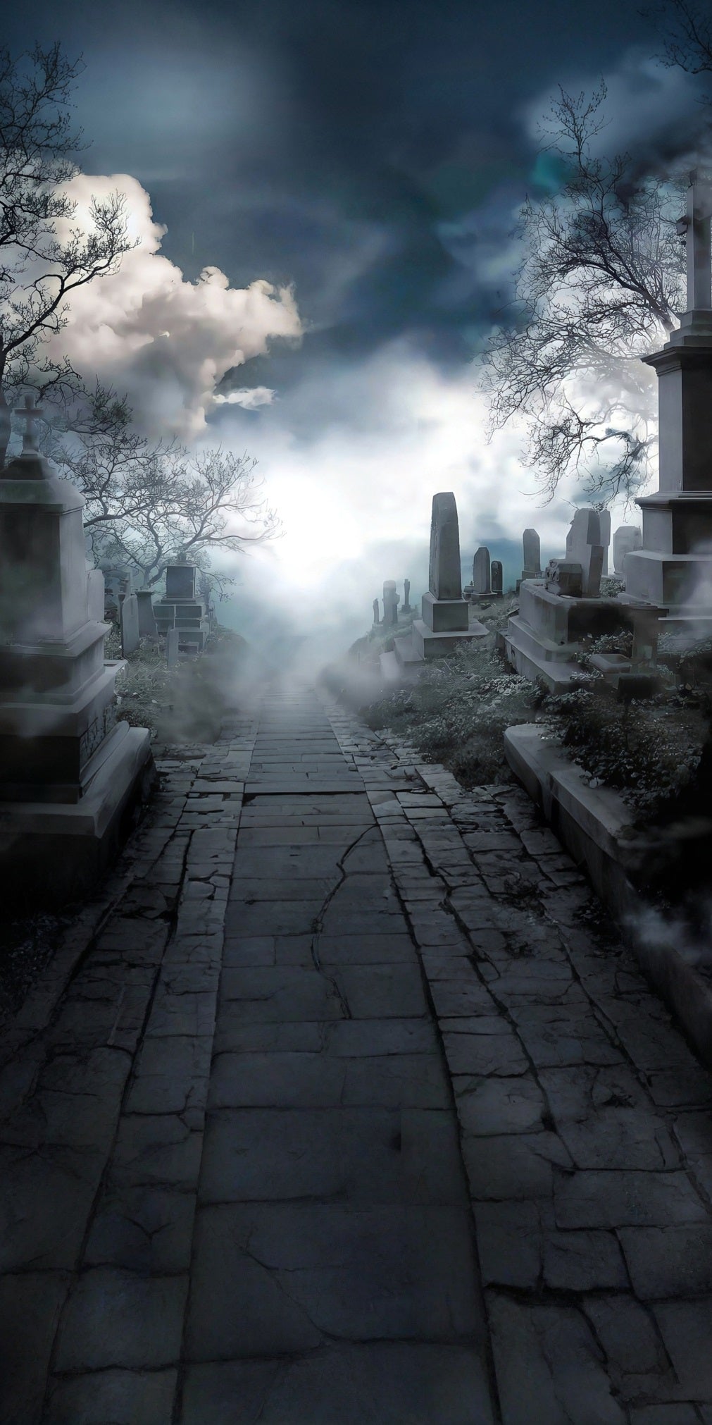 Halloween Graveyard Backdrop Quiet Smokey Cemetery Sweep Backdrop UK MRR8-70