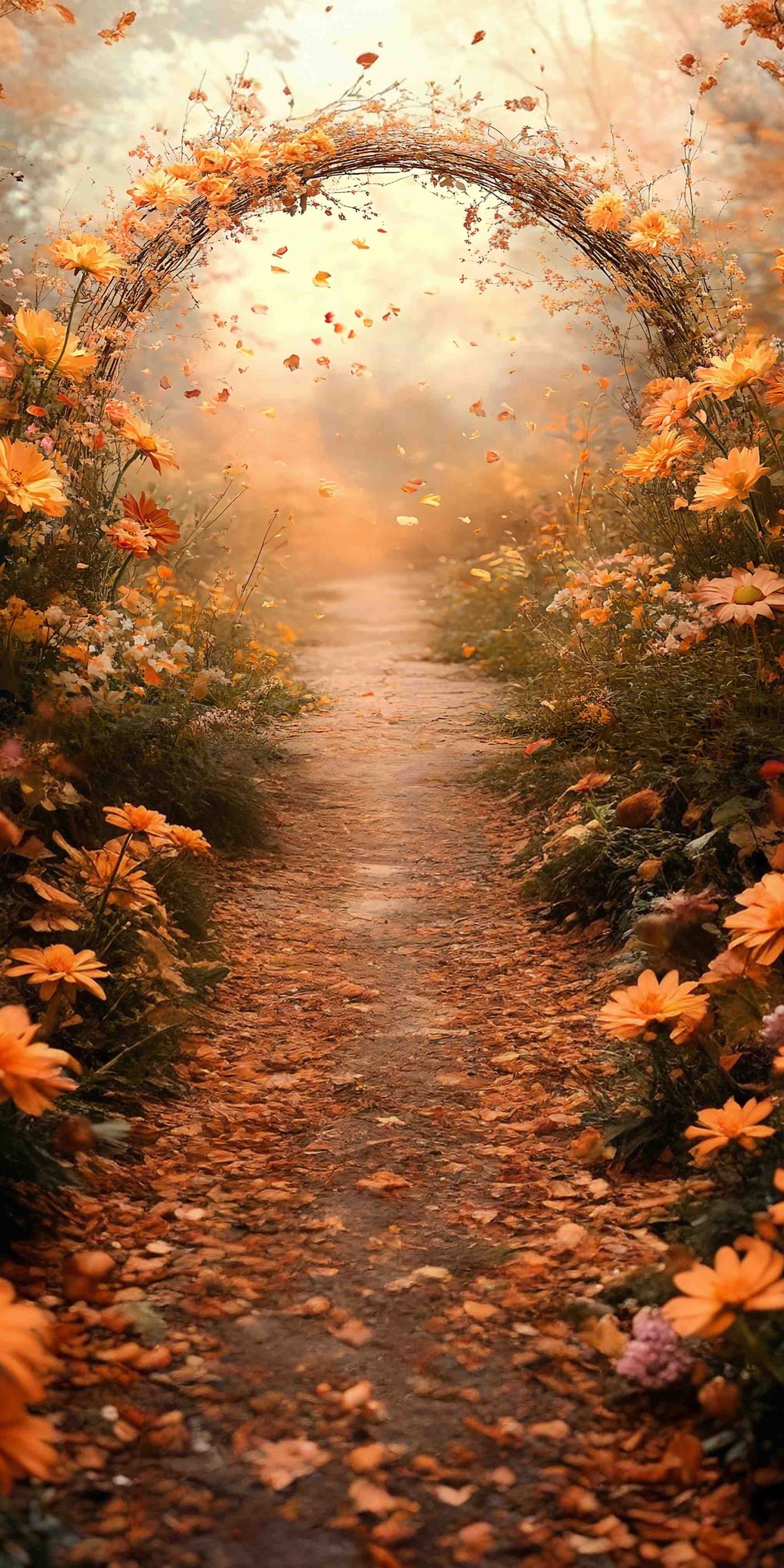 Fall Backdrop Ideas Golden Petal Archway Fairy Path Sweep Backdrop UK MRR8-82
