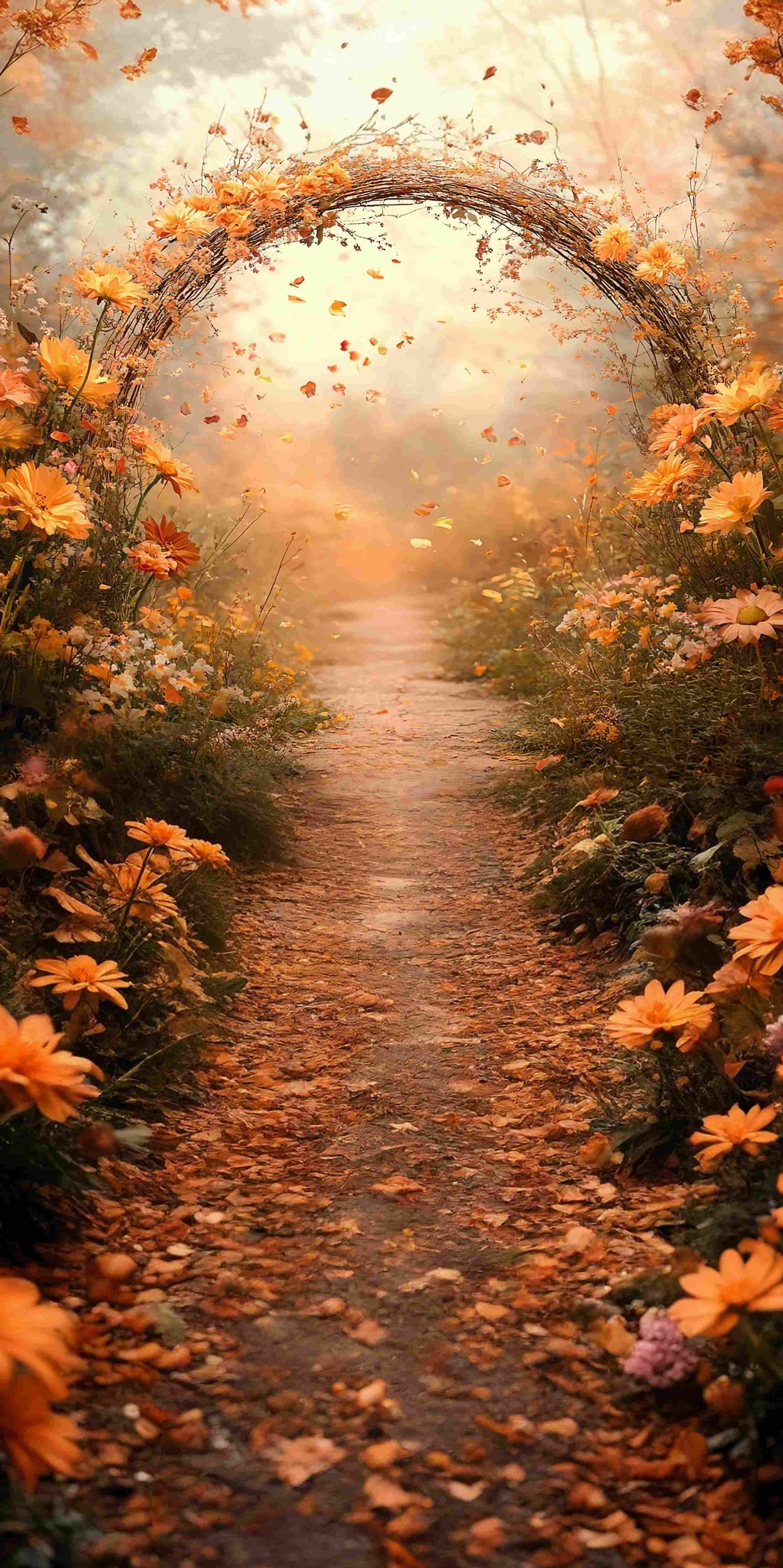 Fall Backdrop Ideas Golden Petal Archway Fairy Path Sweep Backdrop UK MRR8-82