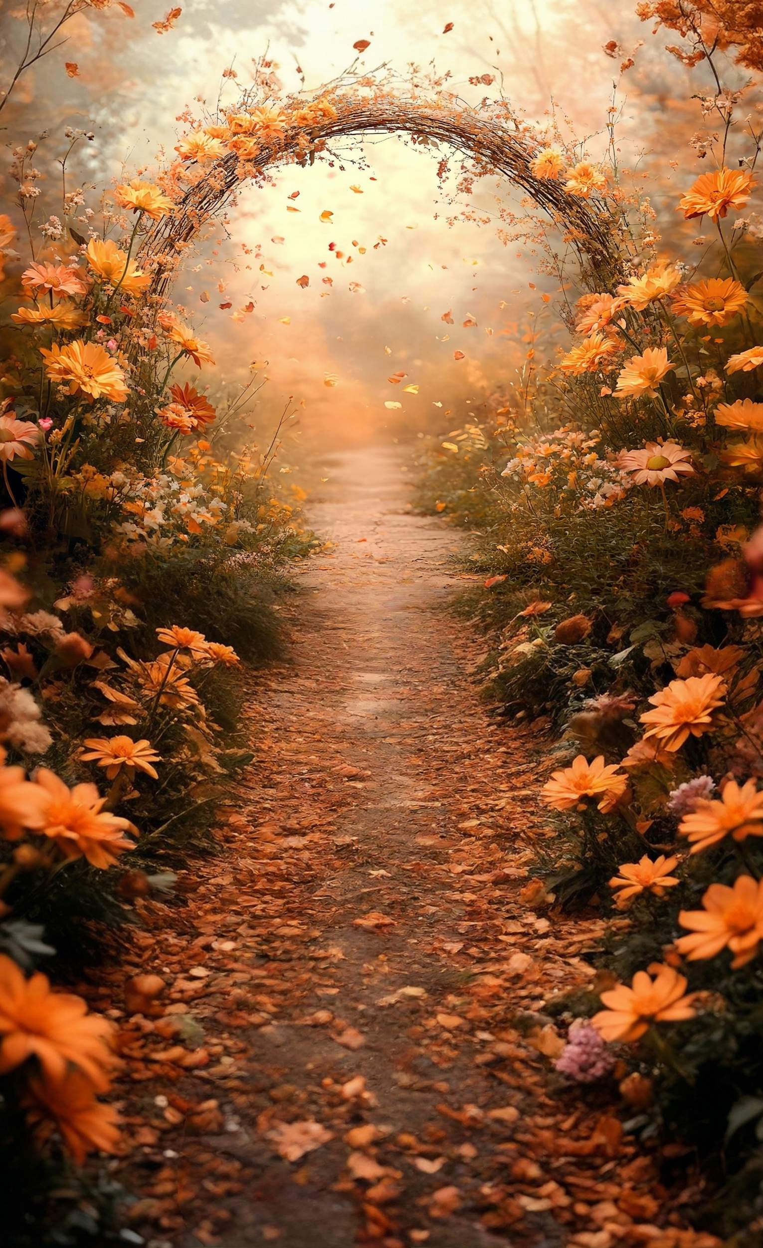 Fall Backdrop Ideas Golden Petal Archway Fairy Path Sweep Backdrop UK MRR8-82