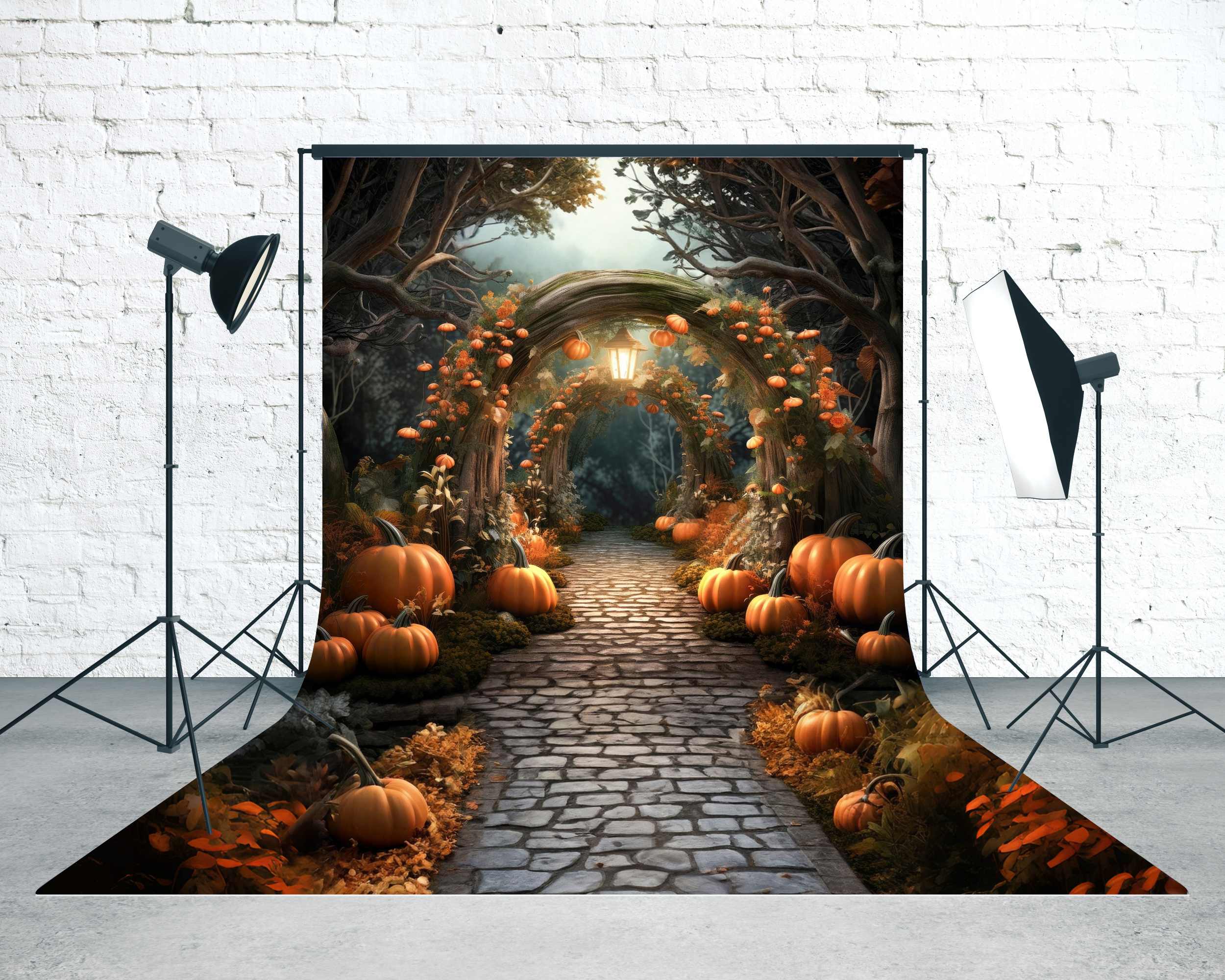 Fall Leaves Backdrop Enchanted Pumpkin Arch Trail Sweep Backdrop UK MRR8-92