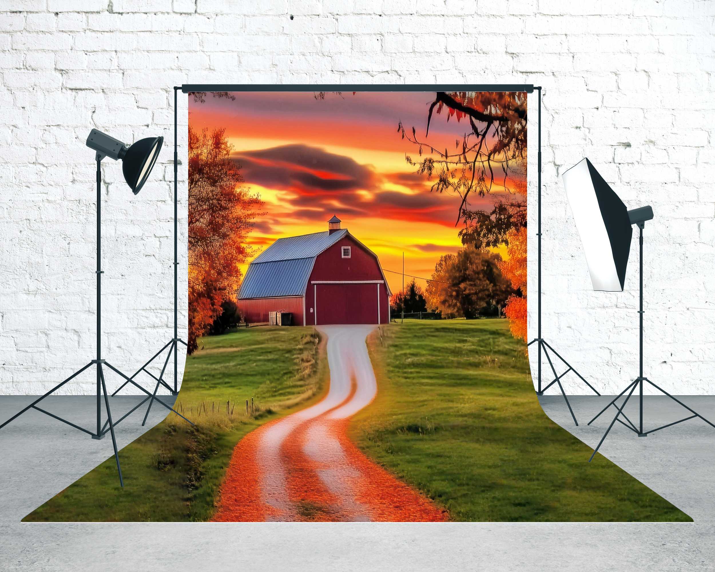 Fall Backdrops Golden Sunset Farm Road Sweep Backdrop UK MRR8-94