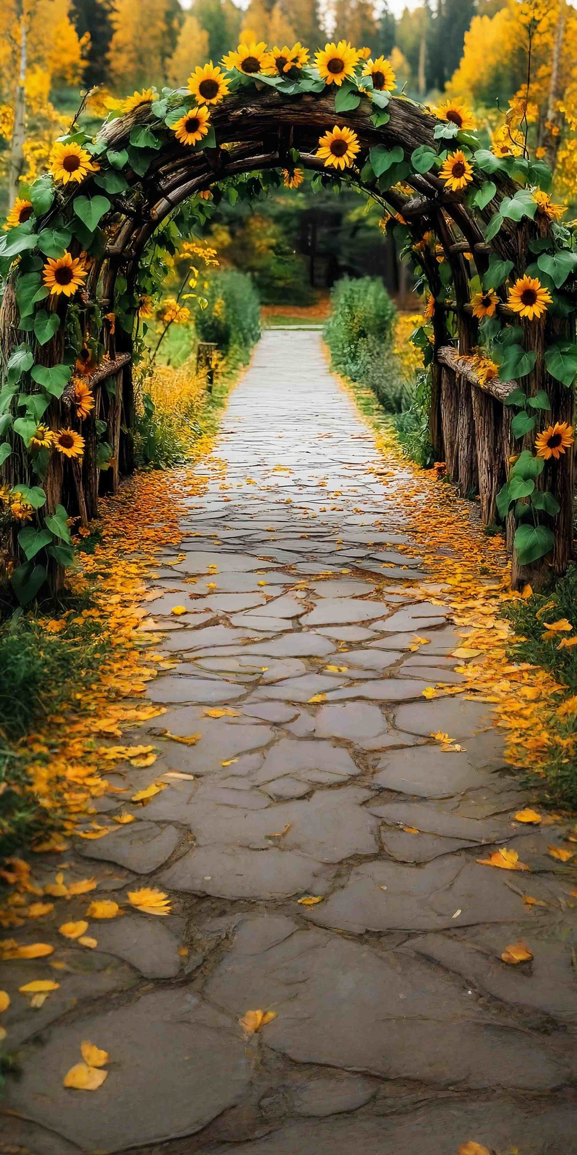 Fall Backdrop Rustic Sunflower Archway Trail Sweep Backdrop UK MRR8-96