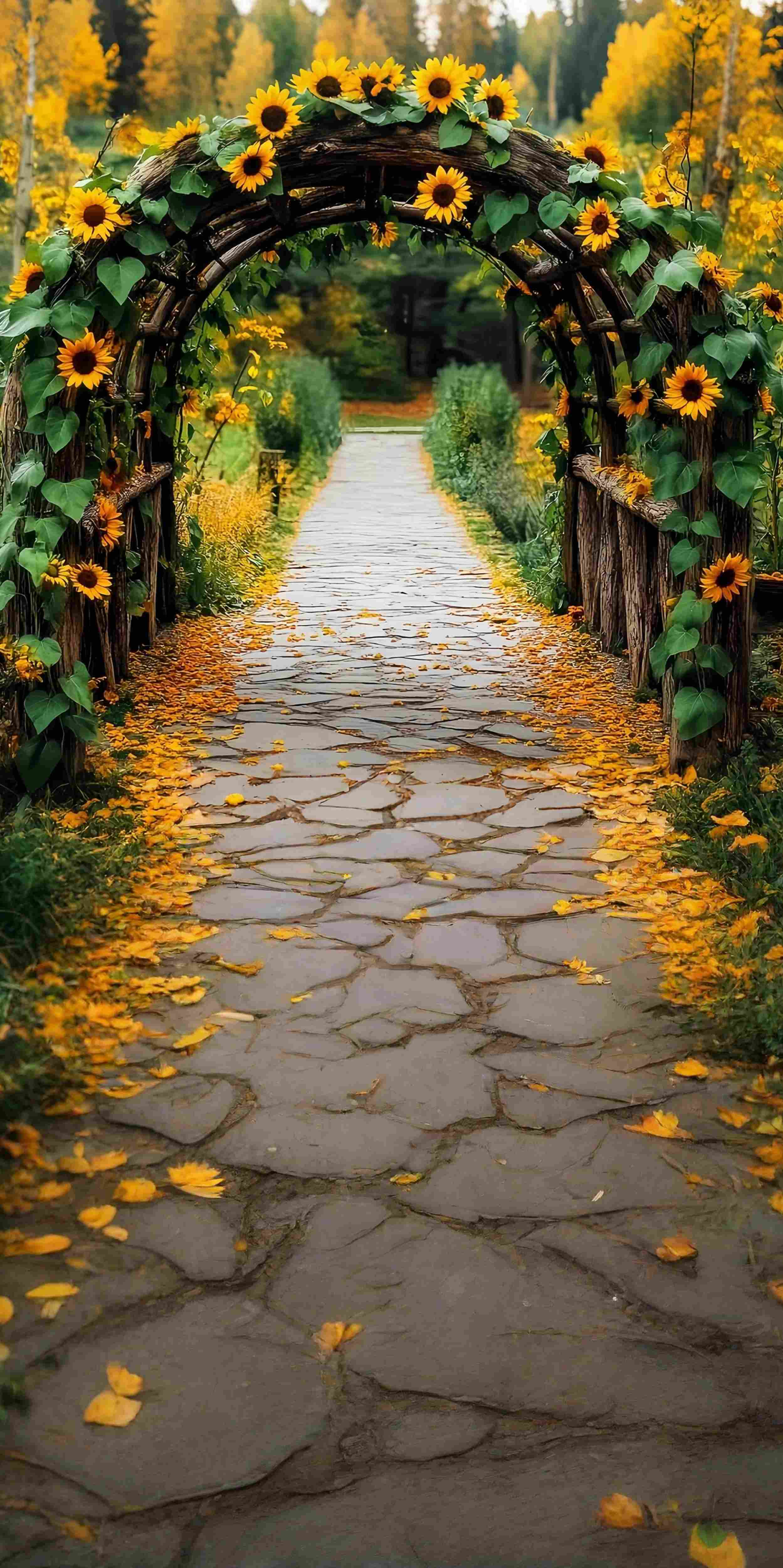 Fall Backdrop Rustic Sunflower Archway Trail Sweep Backdrop UK MRR8-96