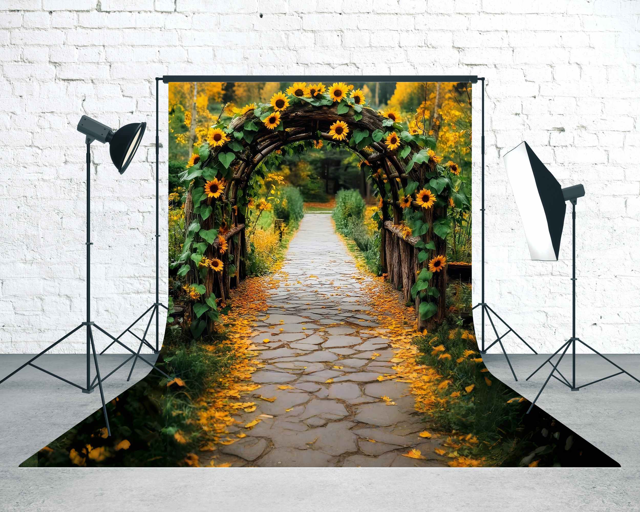 Fall Backdrop Rustic Sunflower Archway Trail Sweep Backdrop UK MRR8-96