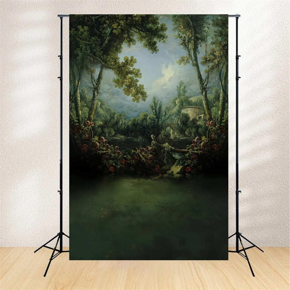 Forest Backdrop Romantic Garden Stone Bridge Magical Forest Backdrop UK MRR9-101