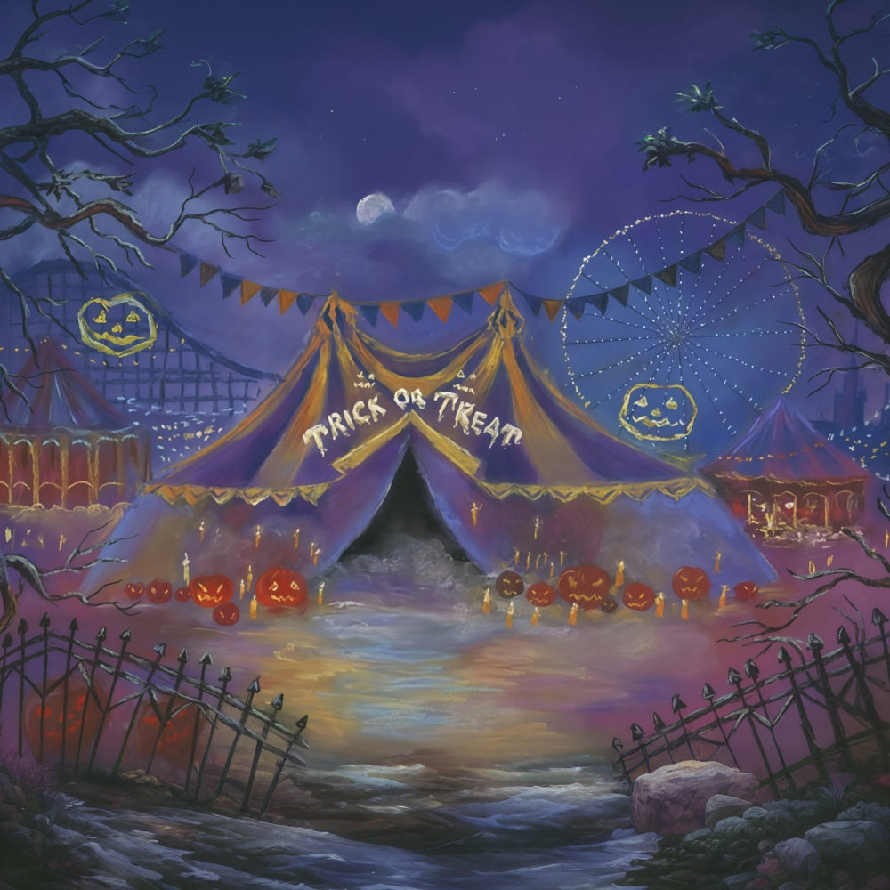 Halloween Backdrop Carnival Tent Pumpkins Moon Halloween Photo Backdrop UK MRR9-102
