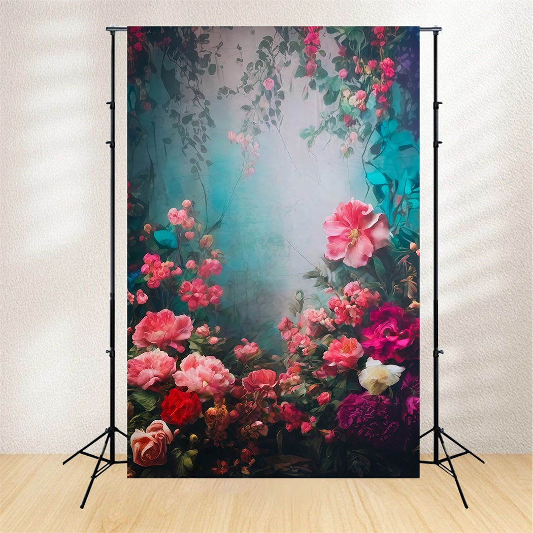 Vintage Flower Backdrop Romantic Garden Blooming Floral Vintage Backdrop UK MRR9-105