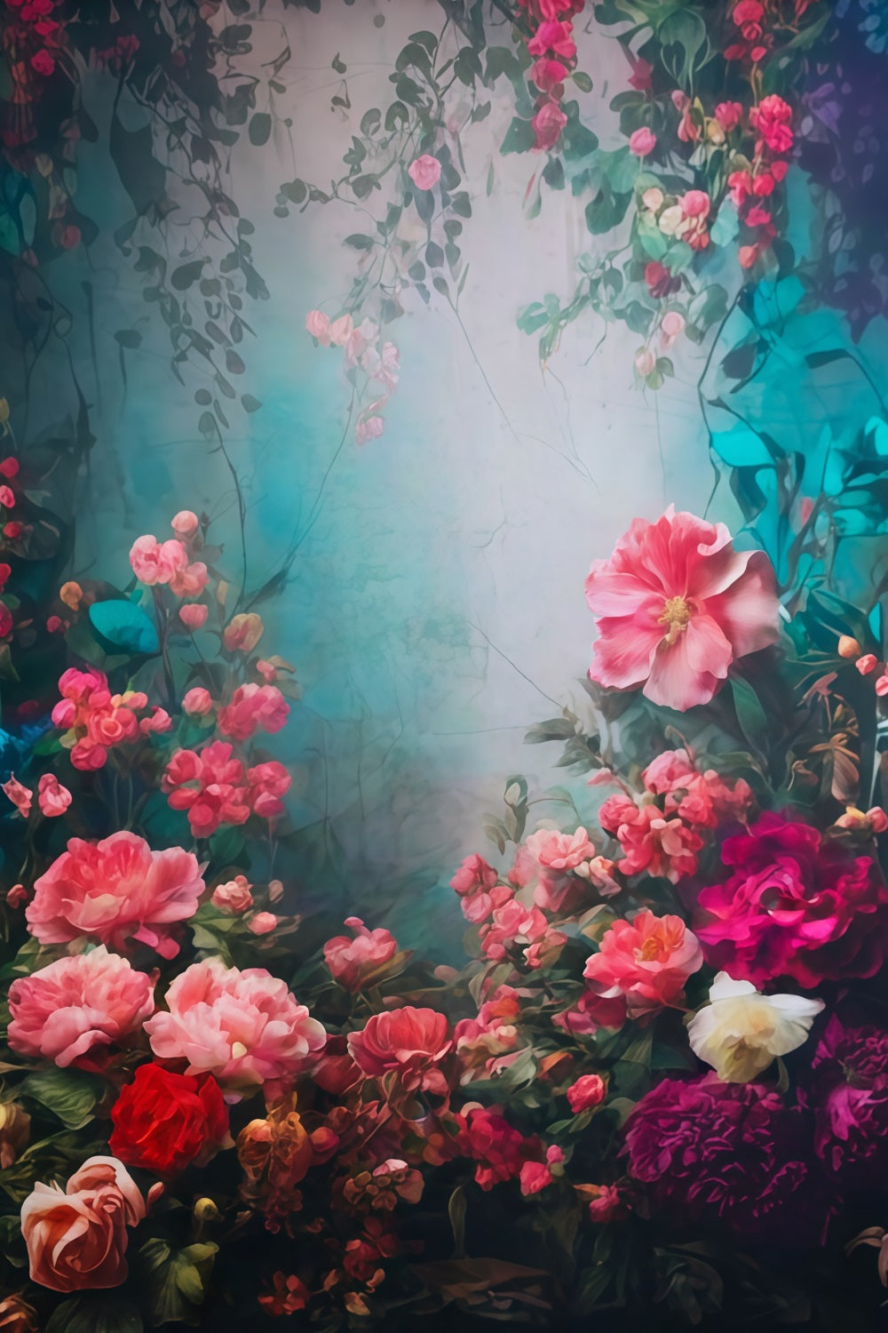 Vintage Flower Backdrop Romantic Garden Blooming Floral Vintage Backdrop UK MRR9-105