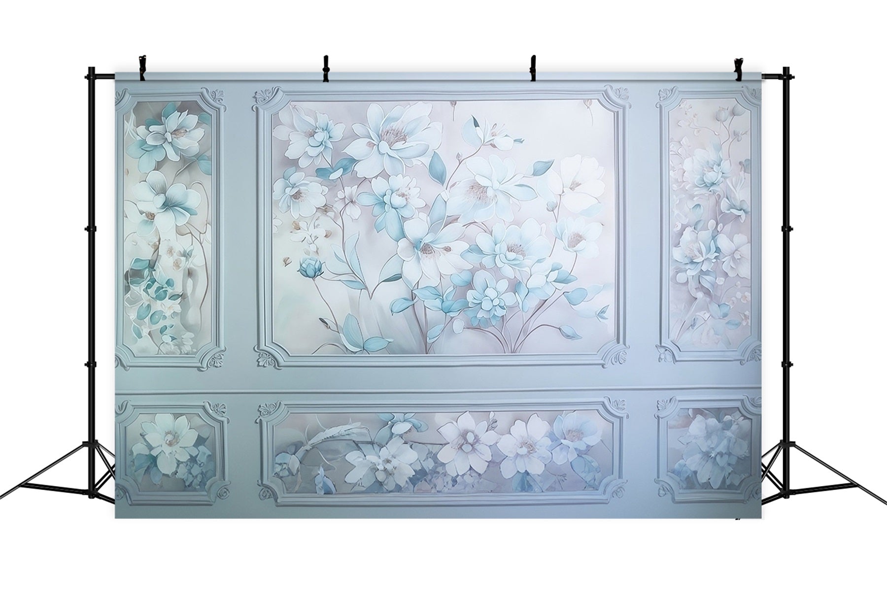 Flower Wall Backdrop Blue White Floral Wall Panels Vintage Backdrop UK MRR9-110