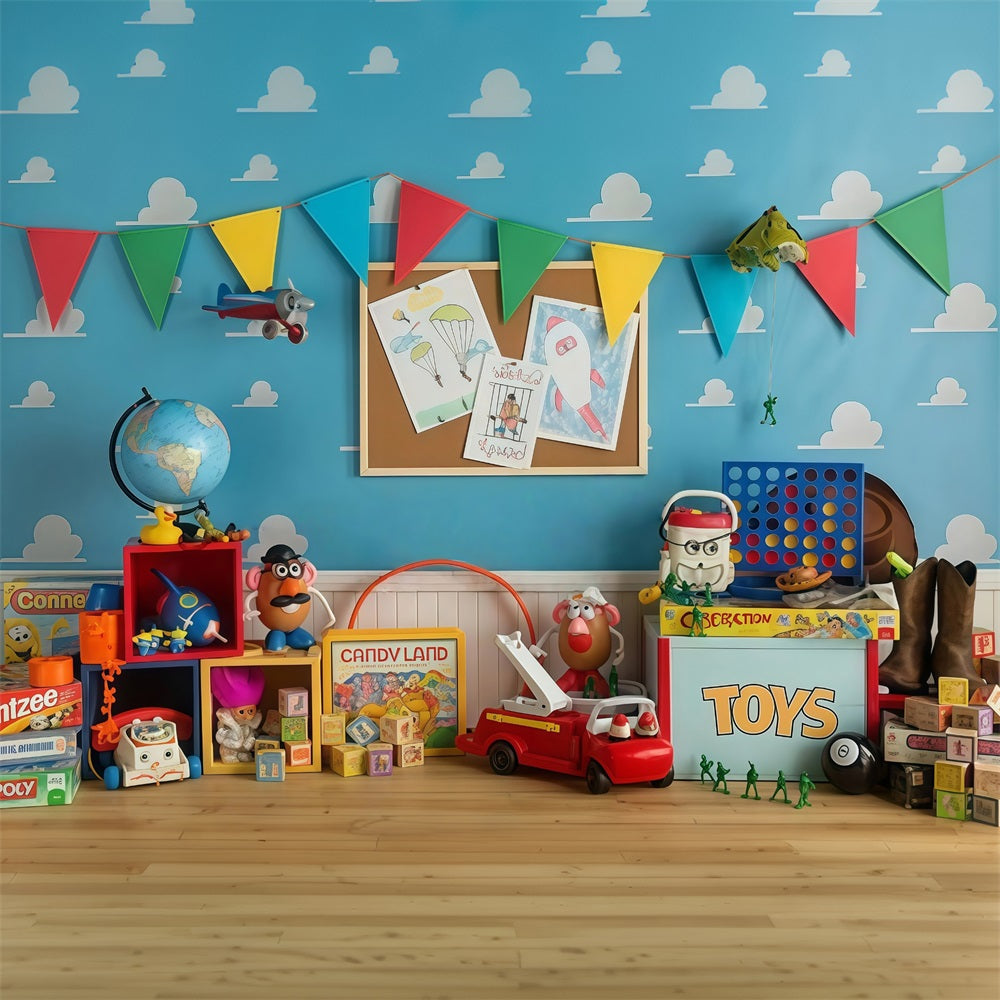 Back To School Backdrop Colorful Toy Story Playroom School Backdrop UK MRR9-114
