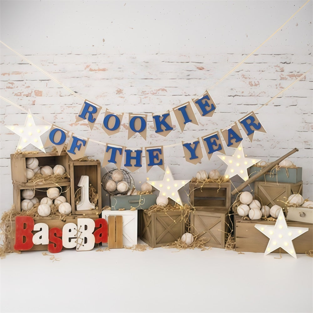 1st Birthday Backdrop Baseball Rookie Celebration Cake Smash Backdrop UK MRR9-117