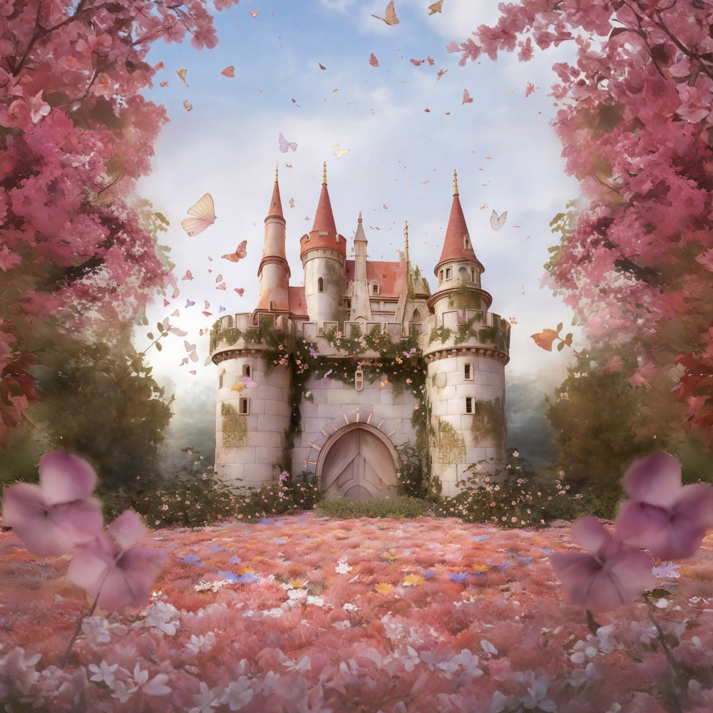 Castle Backdrop Fairy Tale Butterfly Castle Newborn Backdrop UK MRR9-118